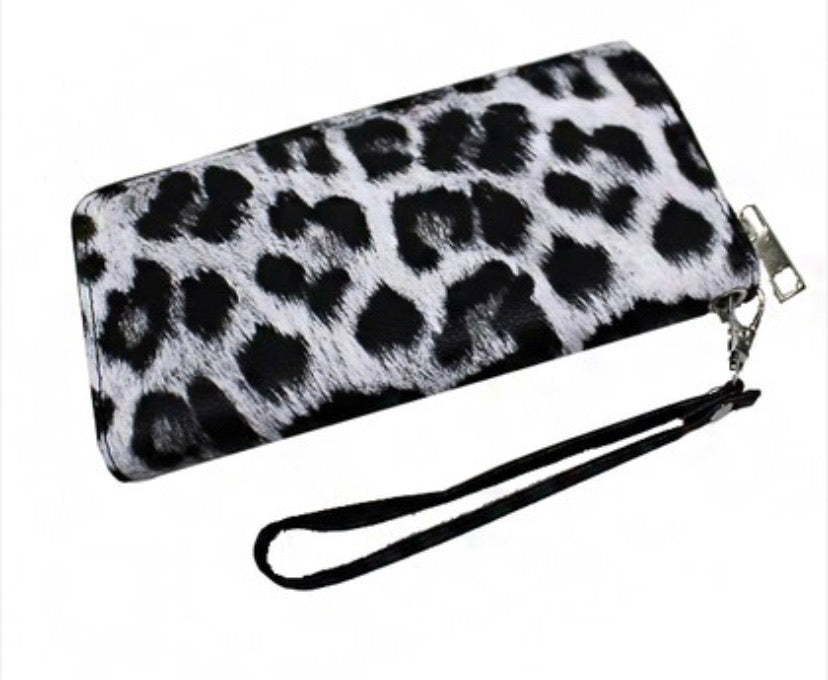White leopard print wallet