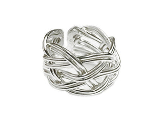 Silver wide braid ring