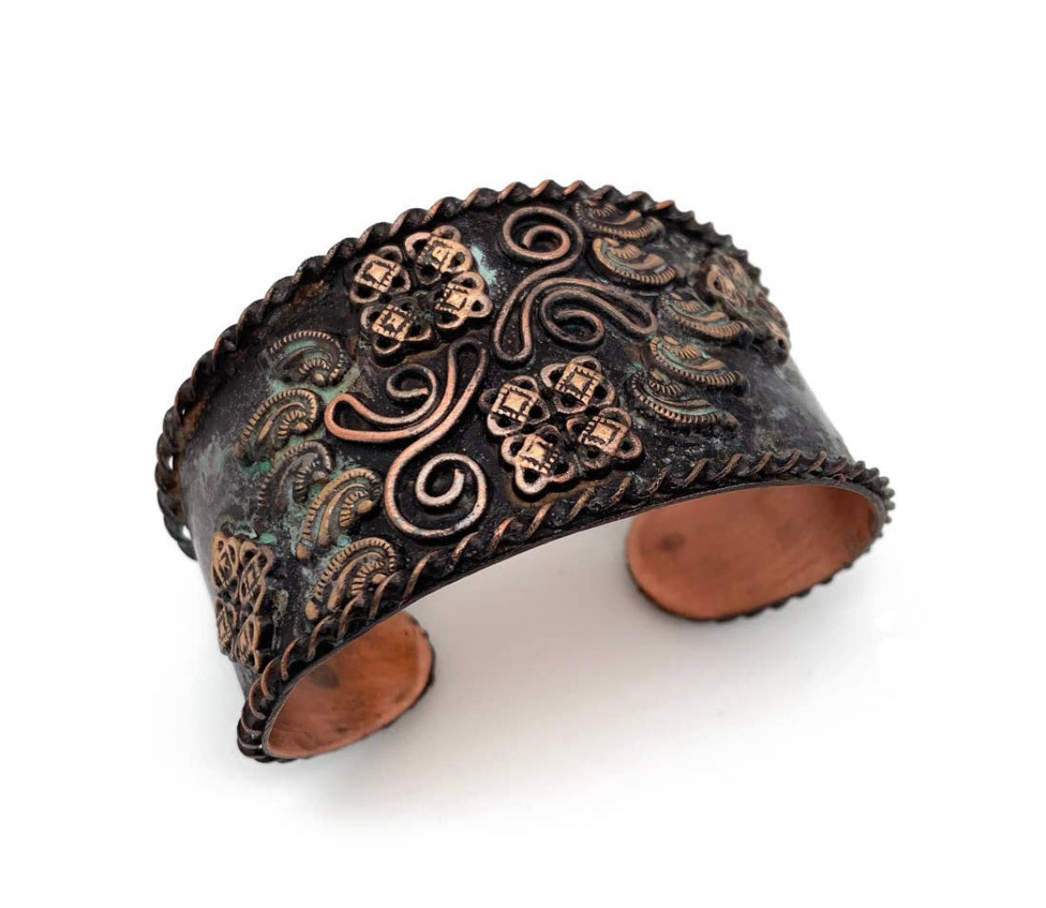 Turquoise and brown cuff bracelet