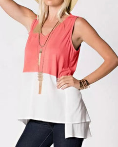 Sleeveless color block top