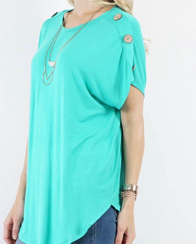 Button shoulder detail tunic