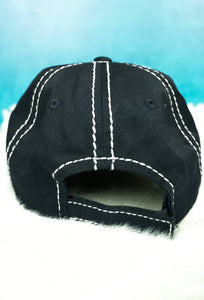 DISTRESSED BLK GOD BLESS AMERICA' HAT
