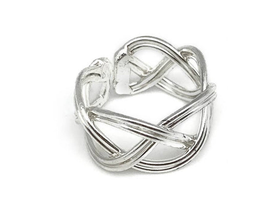 Silver loose braided wire ring