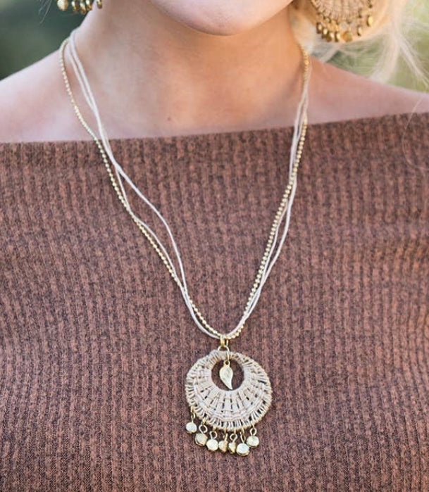 Jute pendant necklace