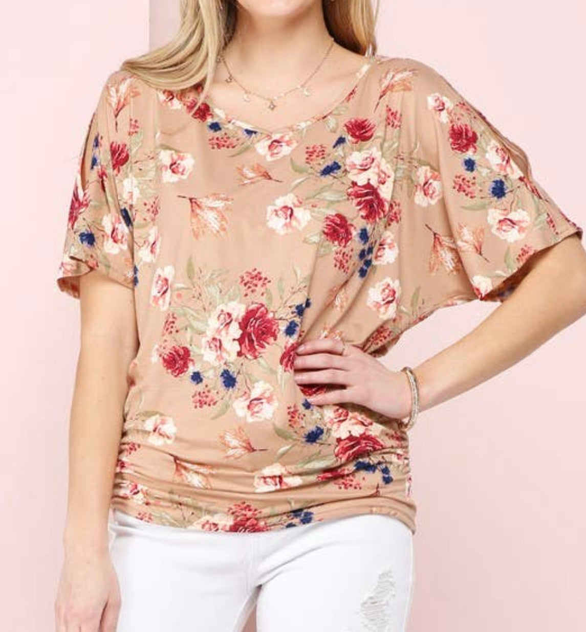 Taupe floral top