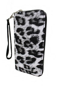 White leopard print wallet