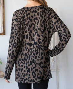 Plus Leopard mocha print top
