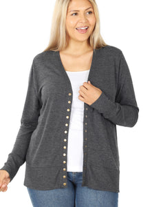 Charcoal snap button cardigan