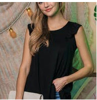 Black ruffle sleeve tank