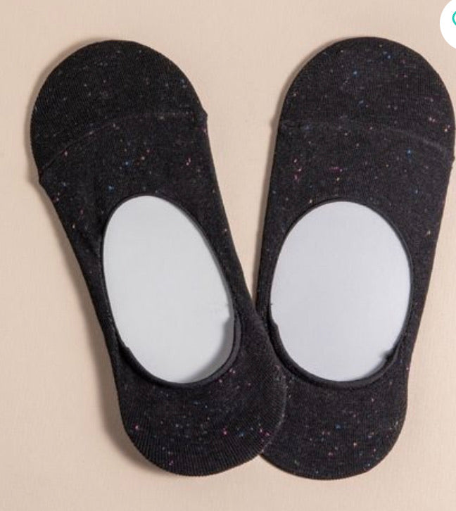 Melange Knitted Noshow Socks- black