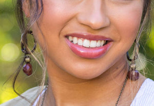 Antiqued red jasper stone earrings