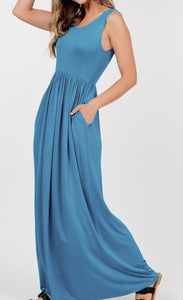 Light blue solid maxi dress