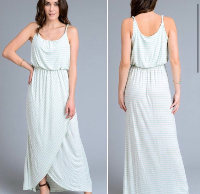 Mint Striped maxi dress
