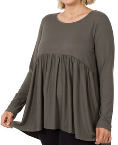 Charcoal waist shirring top